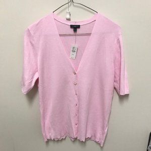 Pink short sleeved cardigan -petite